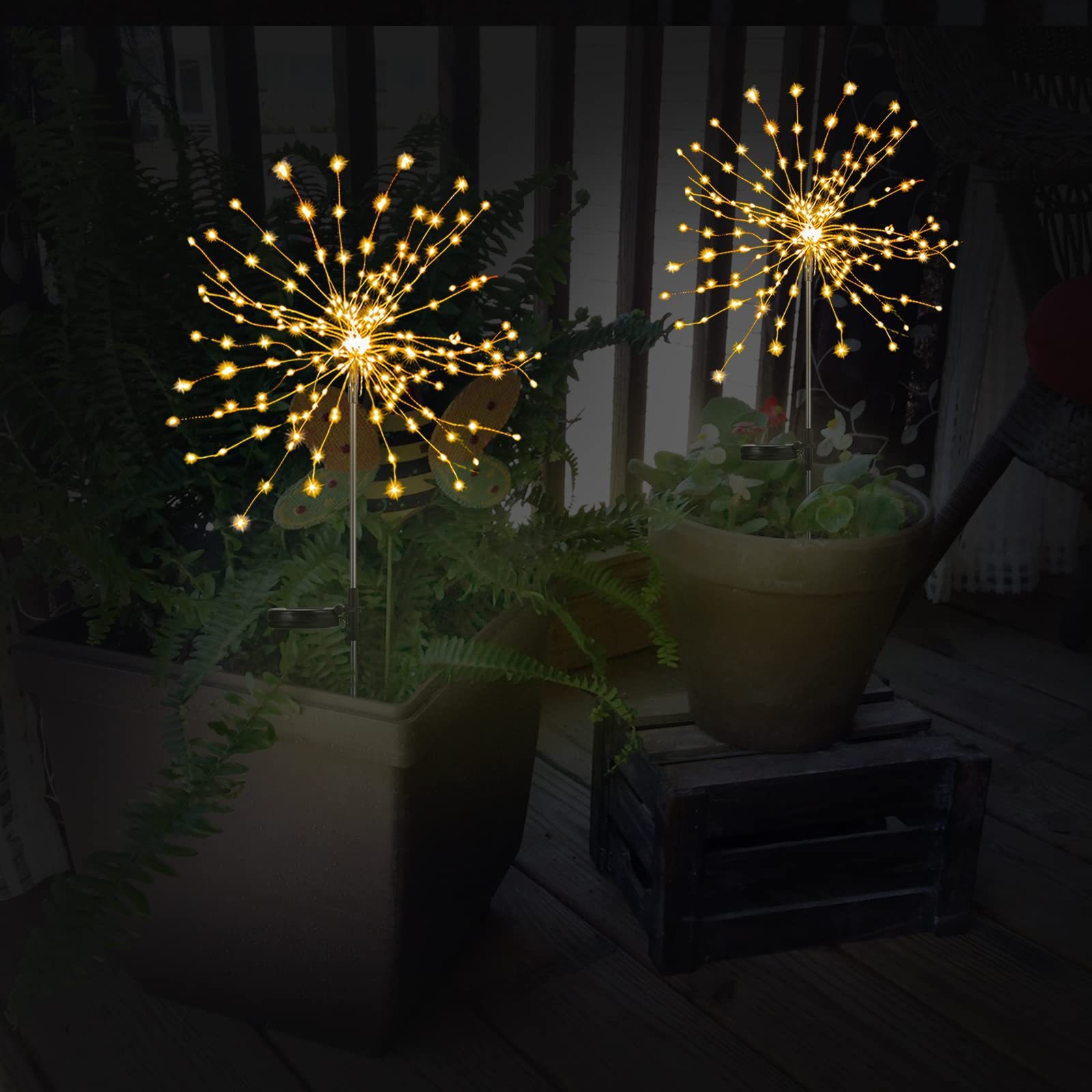 Factory LED Solar Fireworks Lights Waterproof Outdoor Dandelion Flash String Fairy Lights for Garden Landscape Lawn Decor