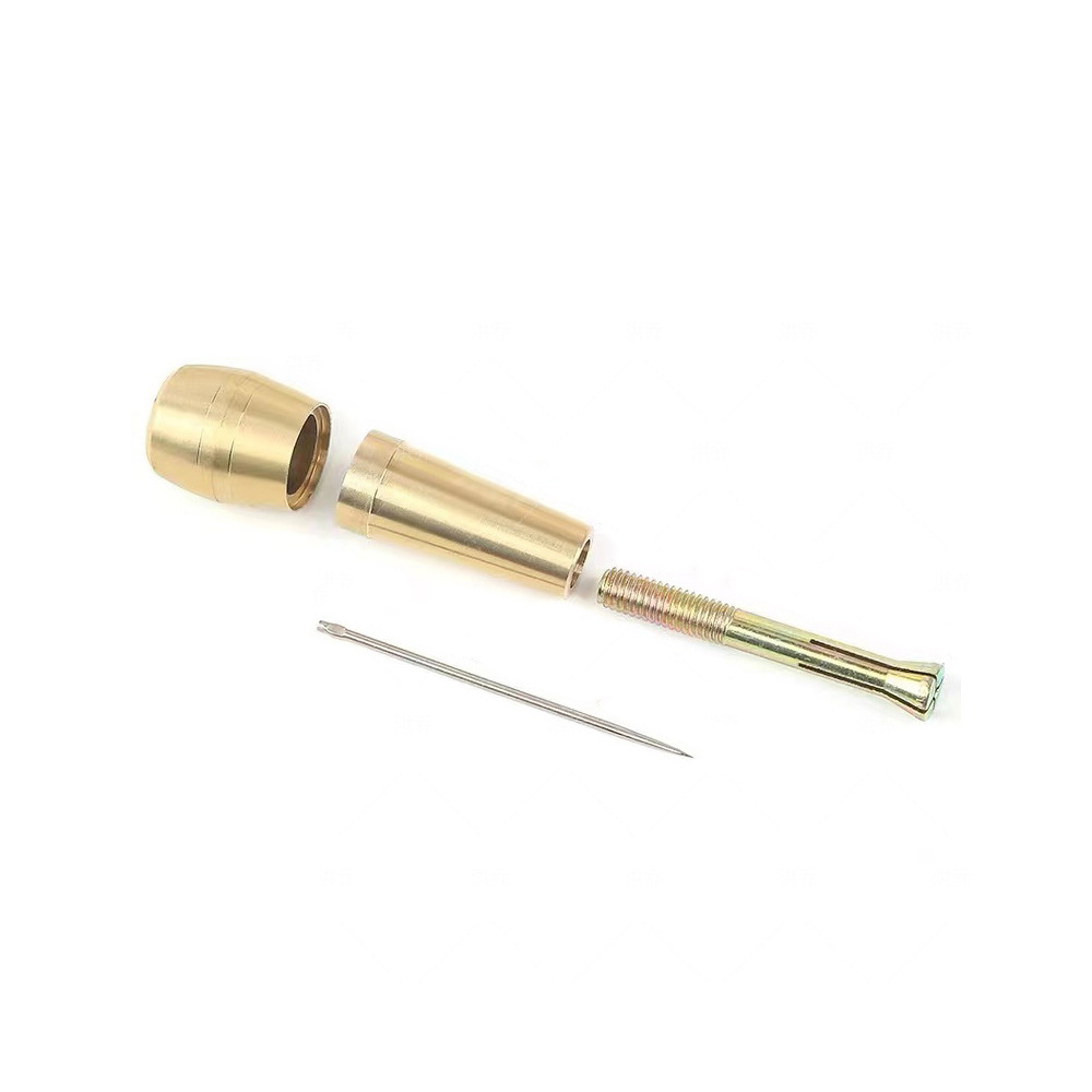 Canvas Leather Tent Sewing Awl Hand Stitcher Leather Craft Needle Kit Tool Pure Copper Handle Sewing Awl Needle Shoe Repair Tool