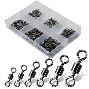 100pcs Bearing Swivel Fishing Connector 1#-14# Barrel Rolling Solid Rings For Fishhook Lure Link Fishing Accessories