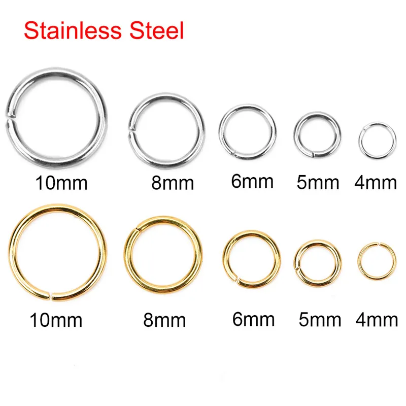 100pcs Never Fade Stainless Steel Open Jump Rings 5/6/8/10mm Split Rings Connectors For Necklace Bracelet Jewelry Accessories