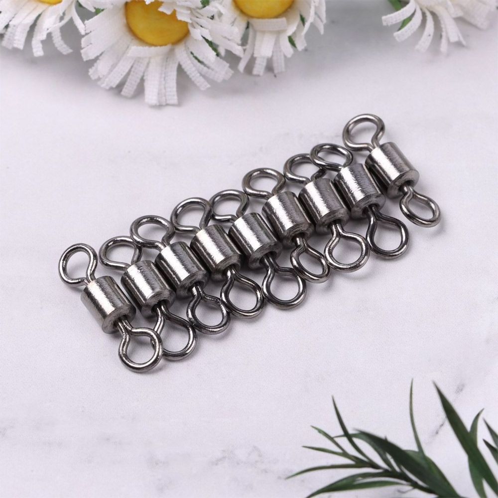 100pcs Bearing Swivel Fishing Connector 1#-14# Barrel Rolling Solid Rings For Fishhook Lure Link Fishing Accessories