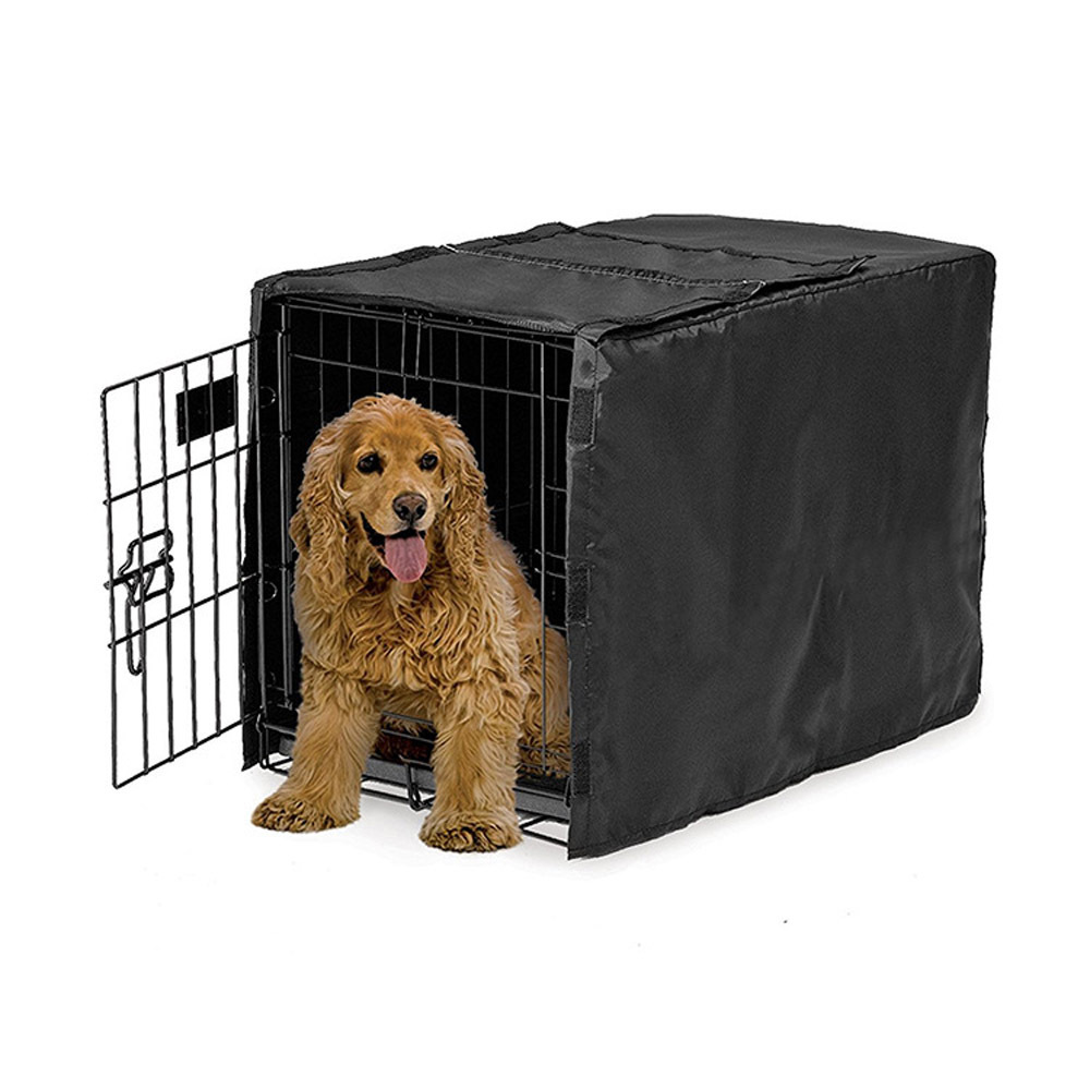 22 24 30 36 42 48 inch Dog Crate Cover , Black Polyester Crate Cover Stylish Geometric Pattern Crate Covers