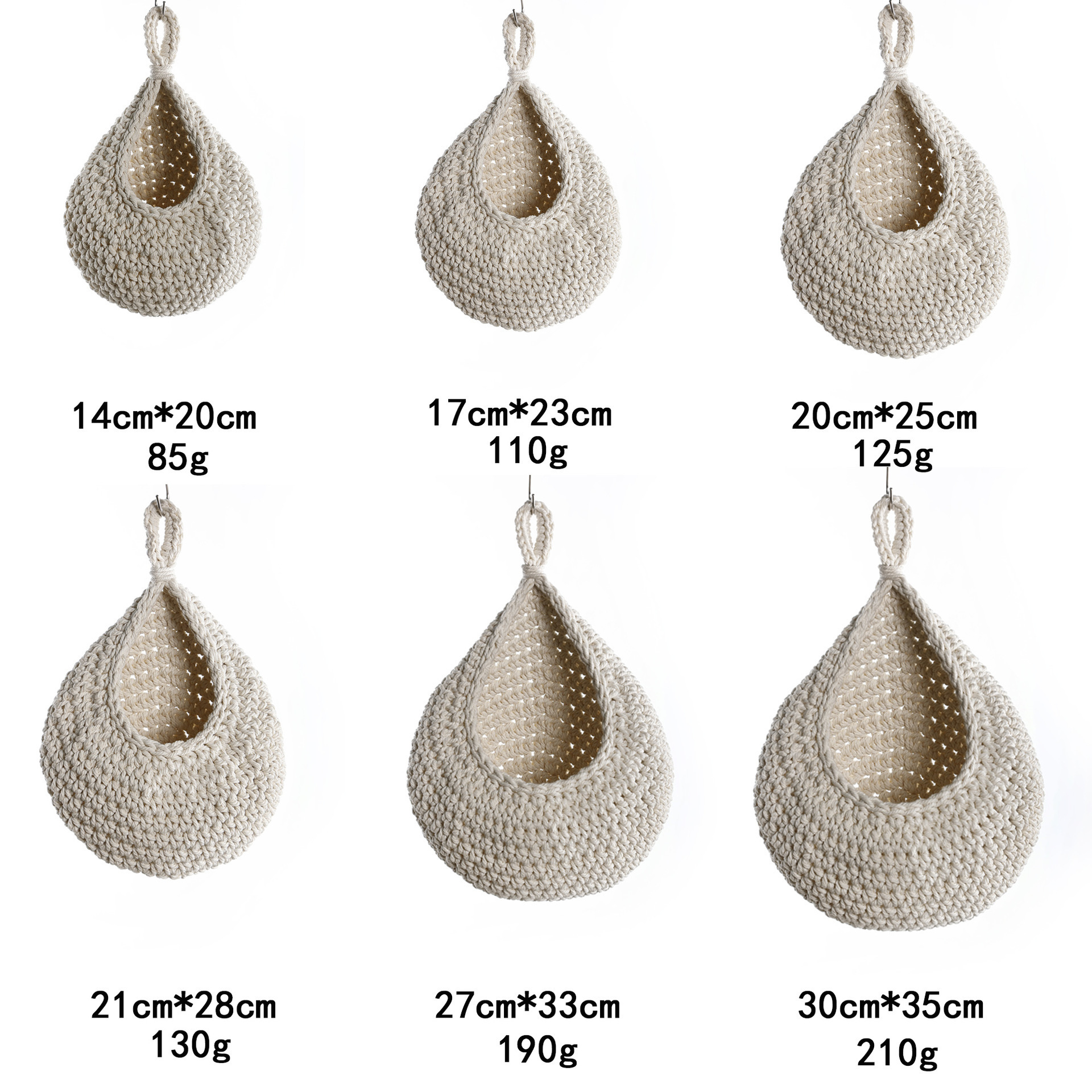 Hanging Fruit Baskets for Kitchen Boho Wall Hanging Basket Handwoven Hanging Holder Teardrop Home Produce Basket for Fruits