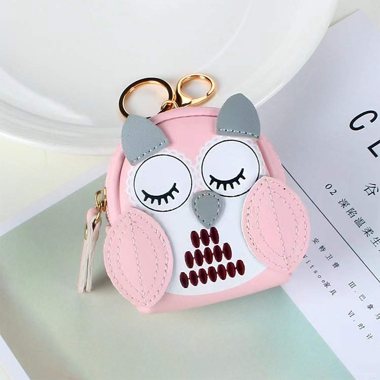 Cute Owl Small Bag Women PU Leather Coin Purses Fashion Jelly Handbag Girls Coin Card Holder For Kids Purses Keychain