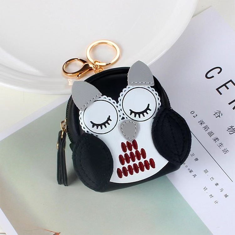 Cute Owl Small Bag Women PU Leather Coin Purses Fashion Jelly Handbag Girls Coin Card Holder For Kids Purses Keychain