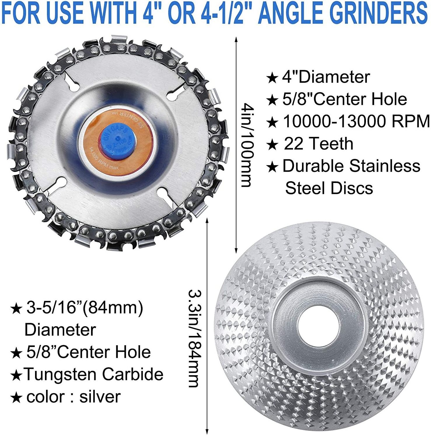 Wood Carving Disc with Wood Grinder Shaping Disc Wood Grinding Wheel Woodworking Angle Grinder Attachment 5/8