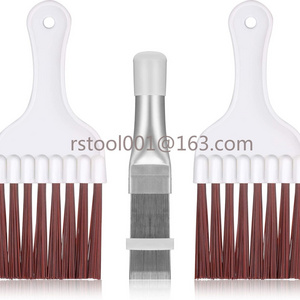 3pcs Air Conditioner Condenser Fin Cleaning Brush, Stainless Steel Fin Comb Cleaner, Refrigerator Coil Cleaning Whisk Brush Rake