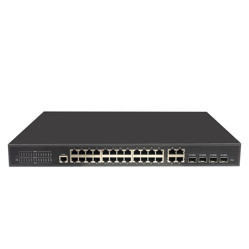 Managed network switch 24 port gigabit PoE switch with 4*1000Base-TX RJ45 and optical fiber SFP network switch