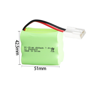 Factory direct sales 7.2V 1800mAh nickel-cadmium battery pack AA rechargeable robot car toy helicopter battery