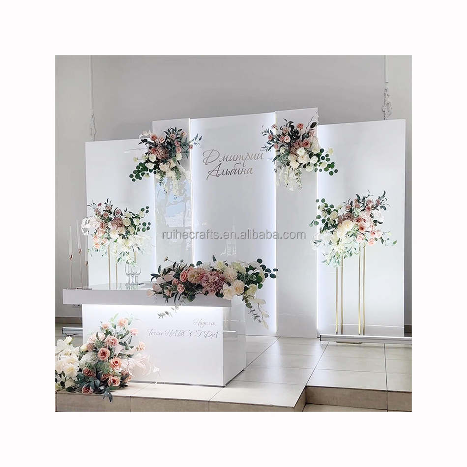 Customized large size glossy white acrylic panel backdrop wedding accessories decoration