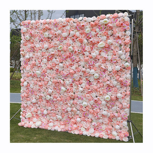 Custom 3d pink flower wall decorative rose flower wall panel roll up flower wall 8ft x 8ft