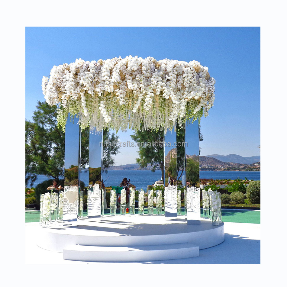 Square Clear Acrylic Mandap Silver Gazebo Wedding Chuppah for Wedding Ceremony Decoration