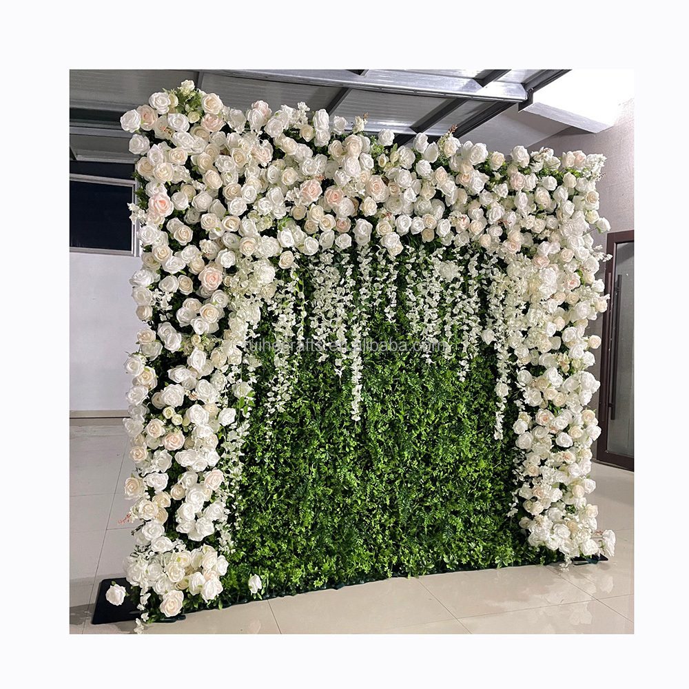 Wedding annivisary decoration pampas grass 3d fabric cloth flower wall backdrop 8x8 ready to order