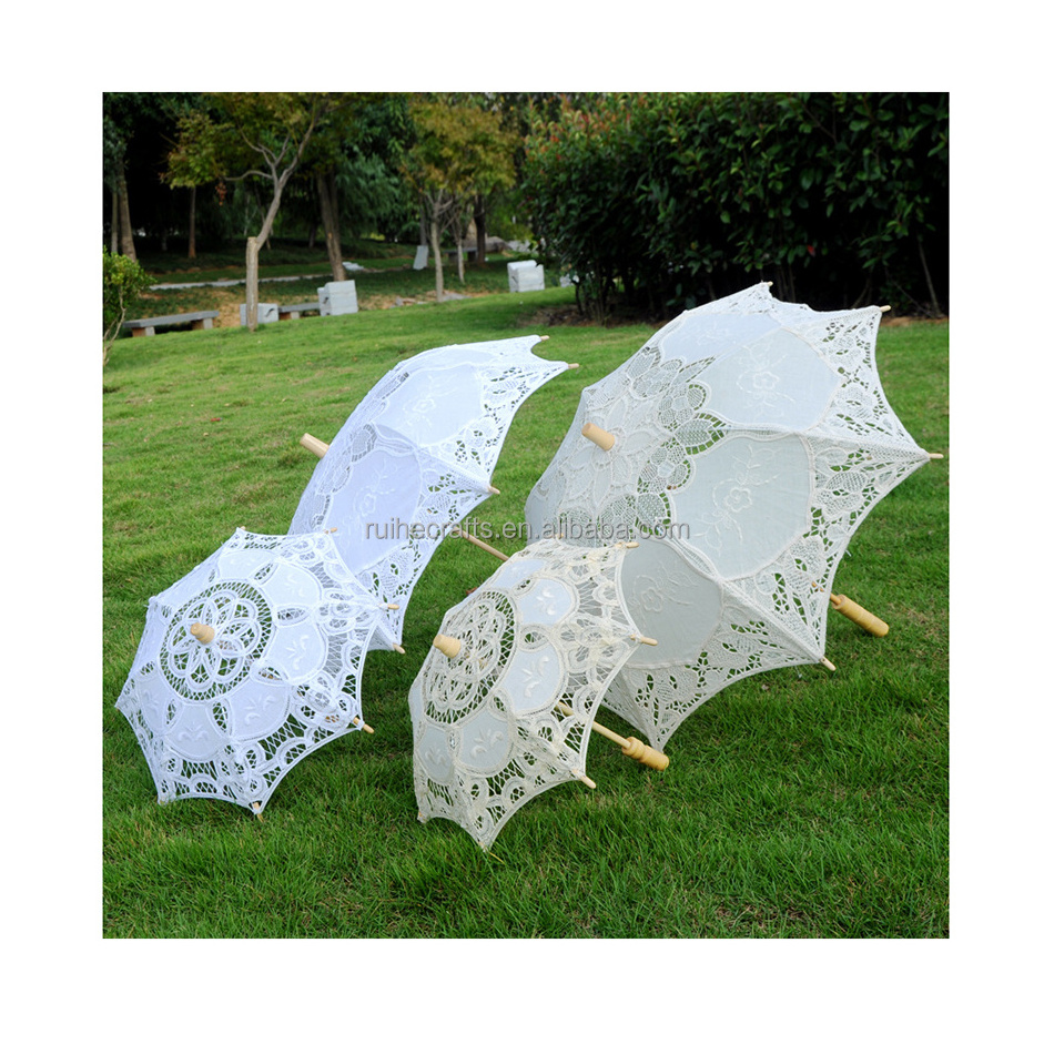 Handmade Detailed Full Cotton White Victorian Lace Umbrella Wedding Umbrella Parasol Wedding Gift or Decoration