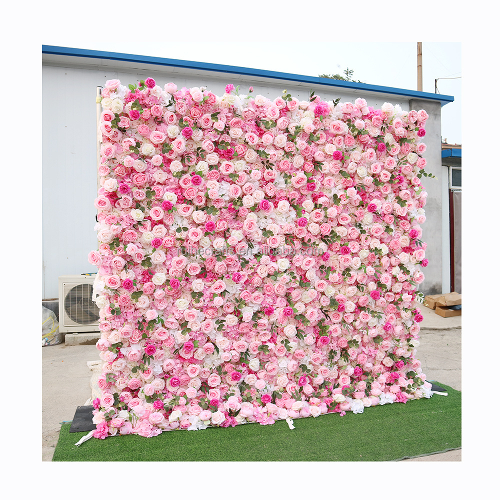 Party Reception Fall Decor Artificial Flower Wall Panel Backdrop Wedding Decor 3D Roll Up Flower Wall Decoration