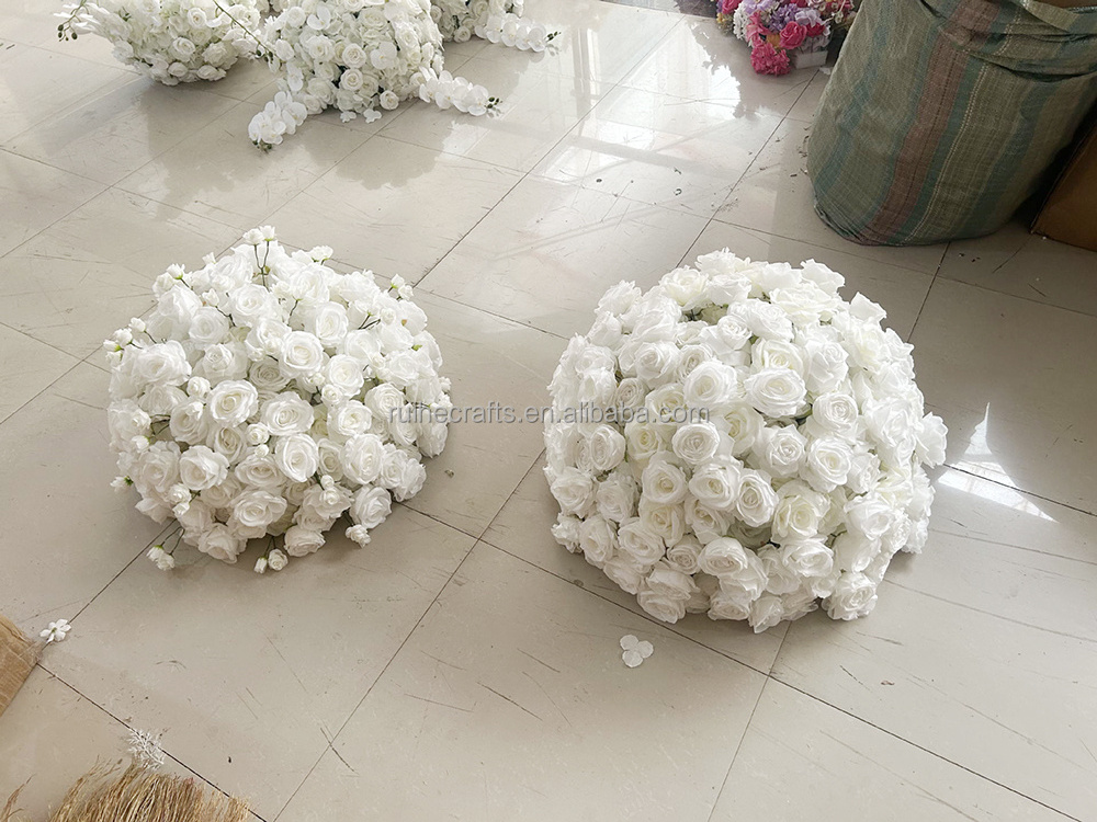 Event supplies faux rose flower arrangement centerpieces foam white flower ball 80cm orchid flower ball for table decor