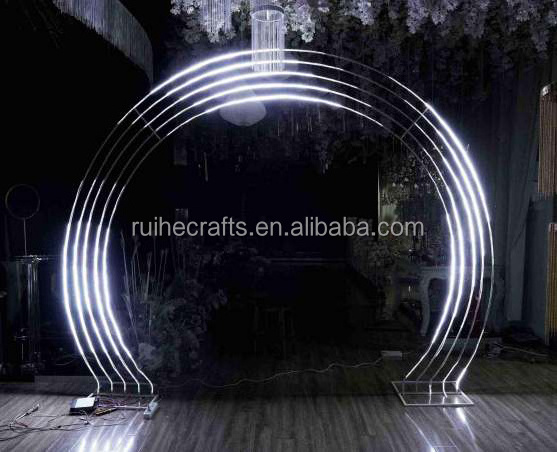 Wedding Supplier Decoration White Led Light Tunnel White Arch Door Round Backdrop LED lighted wedding arch