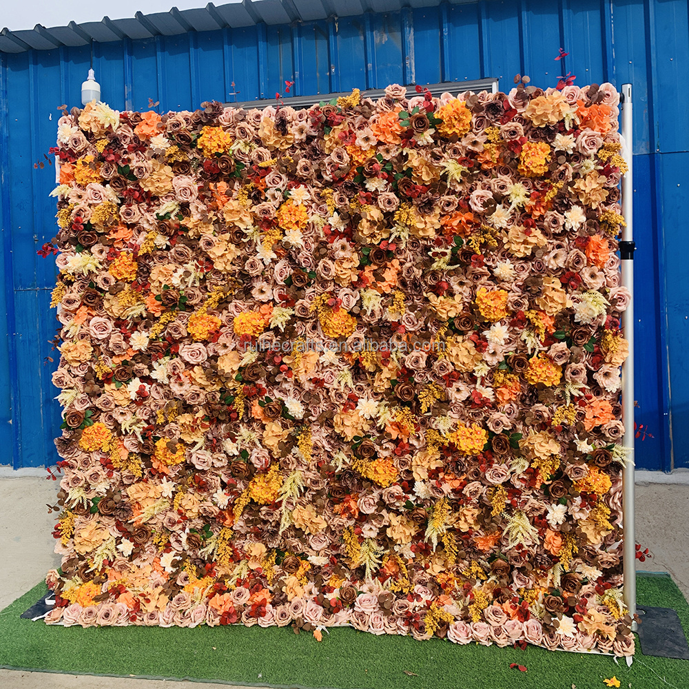 Party Reception Fall Decor Artificial Flower Wall Panel Backdrop Wedding Decor 3D Roll Up Flower Wall Decoration