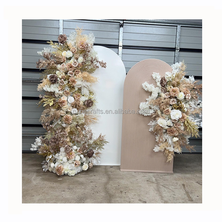 Boho wedding decoration flower arch arrangement burnt orange pampas flower panel for backdrop decoration