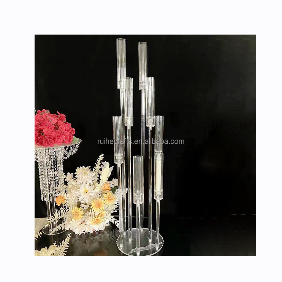 Large Transparent Acrylic Crystal Candlestick Glass Candle Holder For Event Party Wedding