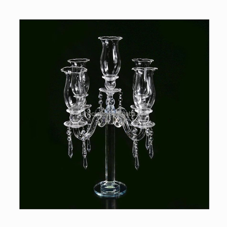 Large Transparent Acrylic Crystal Candlestick Glass Candle Holder For Event Party Wedding