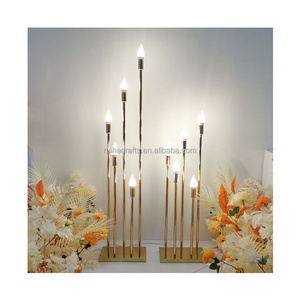 Ruihe wedding 5 arm candelabra centerpieces led light tall gold metal flower stand wedding centerpieces table decor