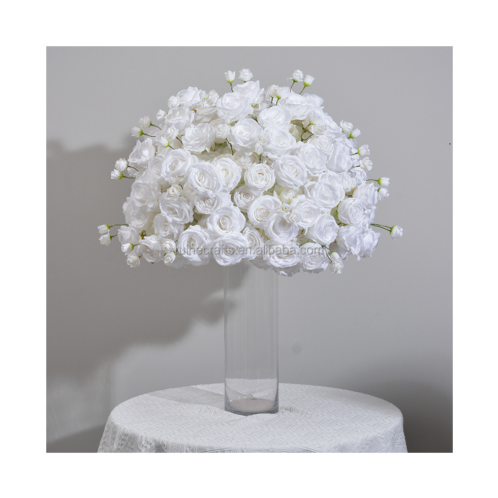 Event supplies faux rose flower arrangement centerpieces foam white flower ball 80cm orchid flower ball for table decor