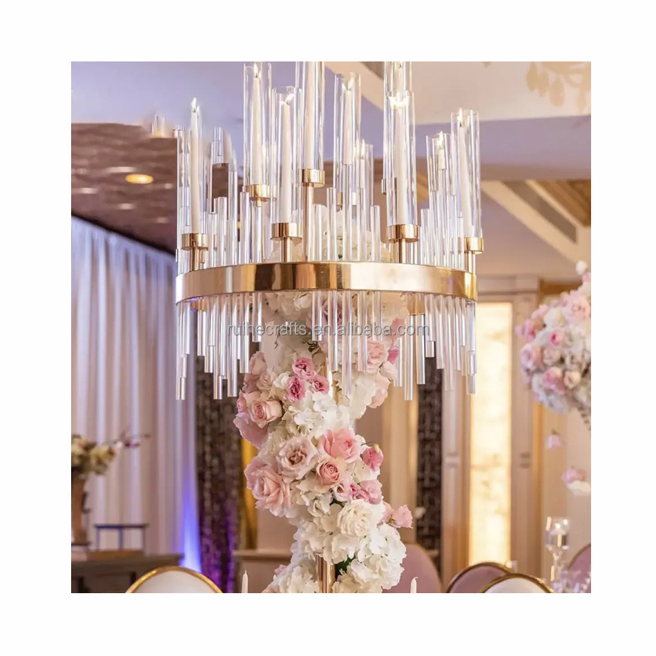 Wholesale Price Metal Gold Wedding Decoration Table Centerpiece Candle Holder Metal Candelabra Wedding Centerpieces