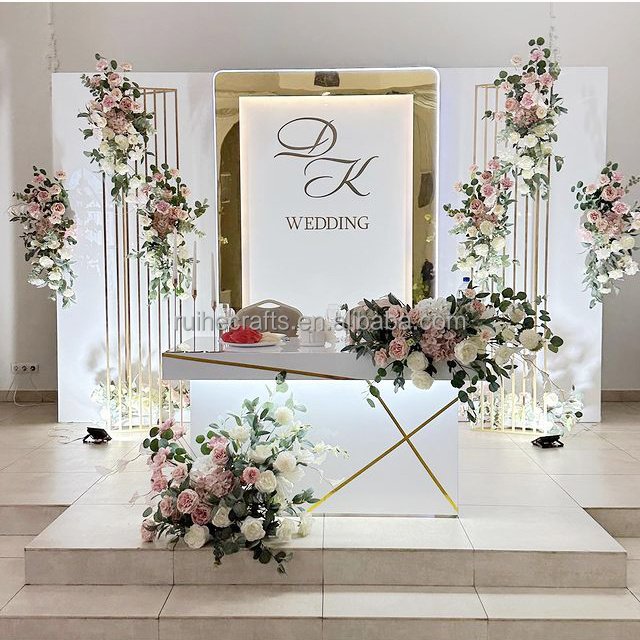 Customized large size glossy white acrylic panel backdrop wedding accessories decoration