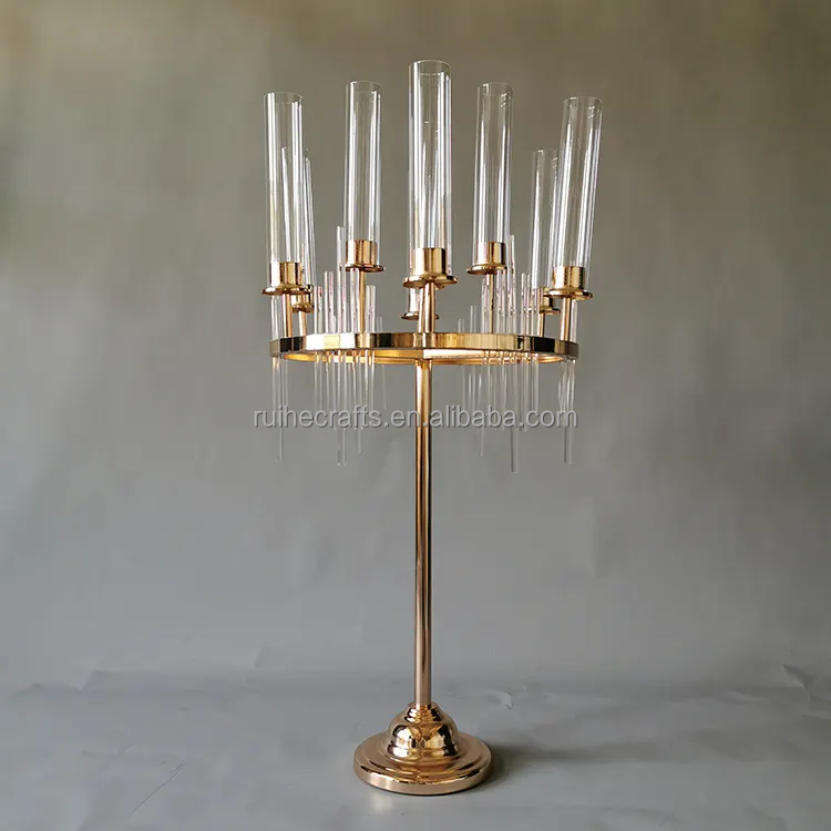 Wholesale Price Metal Gold Wedding Decoration Table Centerpiece Candle Holder Metal Candelabra Wedding Centerpieces