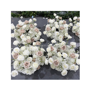 Customized Decorative 60cm Round Pink Flower Ball Candelabra Base Flower Ring Wedding Centerpiece For Events Table Decor