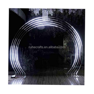 Wedding Supplier Decoration White Led Light Tunnel White Arch Door Round Backdrop LED lighted wedding arch