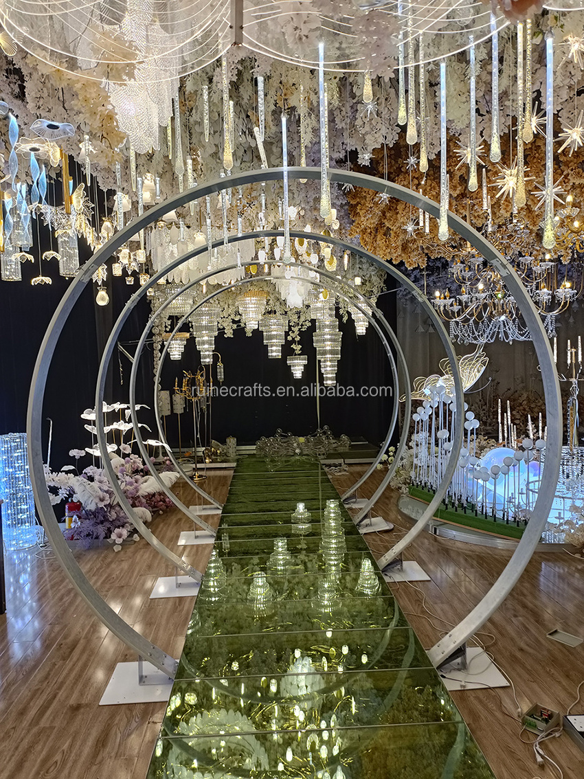 Wedding Supplier Decoration White Led Light Tunnel White Arch Door Round Backdrop LED lighted wedding arch