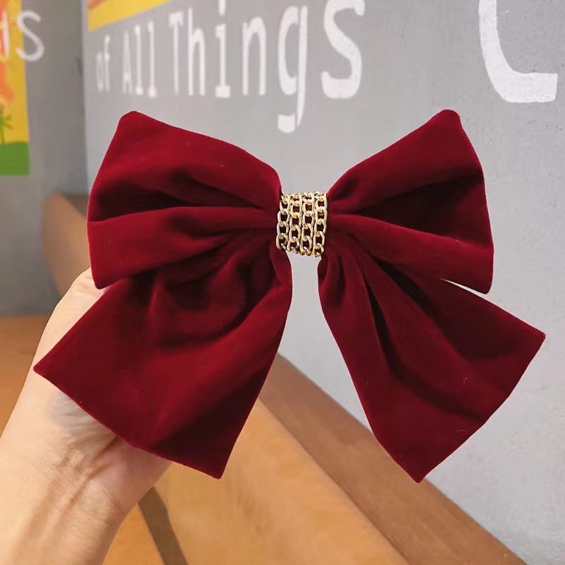 new design hot sale wholesale  red hair bow gift ribbon hairclips