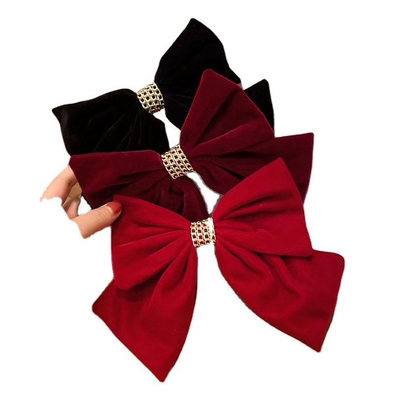 new design hot sale wholesale  red hair bow gift ribbon hairclips