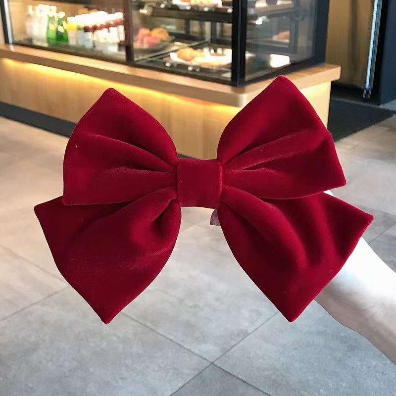 new design hot sale wholesale  red hair bow gift ribbon hairclips