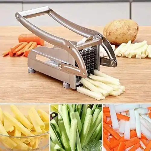 kitchen helper stainless steel manual french fries slicer with anti-slip pad potato slicer