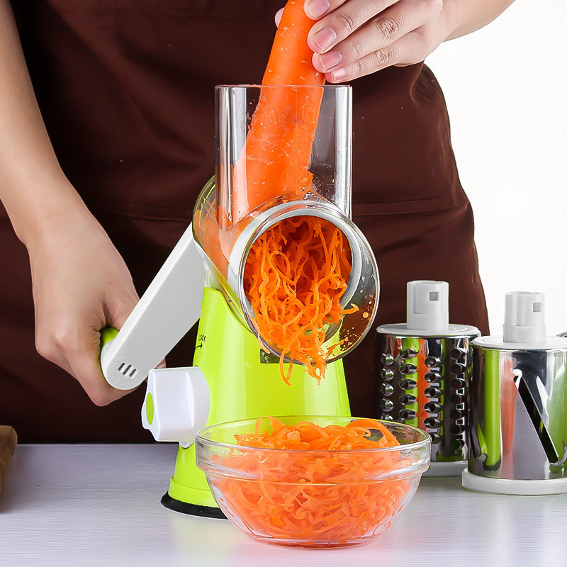 Amazon Hot Selling Fruit Slicer Manual Cutting Machine Carrot Grinder Potato Slicer Drum Grinder Kitchen Vegetable Chopper