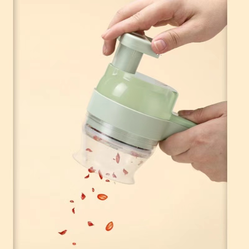 Portable Electric Vegetable Cutter Set Multifunction Vegetable Chopper Electric 4 In 1 Handheld Electric Vegetable Cutter