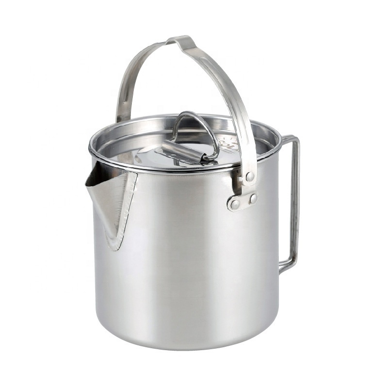 Outdoor Folding Kettle Portable Stainless Steel Camping Coffee Pot Picnic Kettle