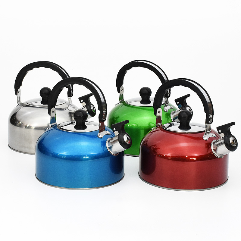 Factory wholesale high quality kettle Silver red insulated handle gas sensing stainless steel stove top whistle kettle