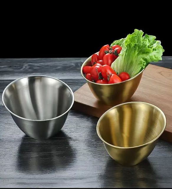 Factory wholesale high quality salad bowl bevel cut edge polishing seasoning multi purpose 304 stainless steel bowl