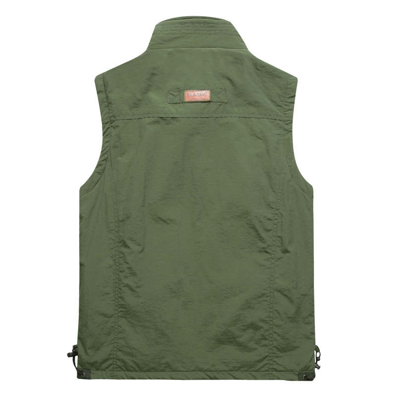 Custom Winter Stand Collar Thick Blank Sleeveless Jacket Fleece Zip Up Multi-pocket Utility Vest Men