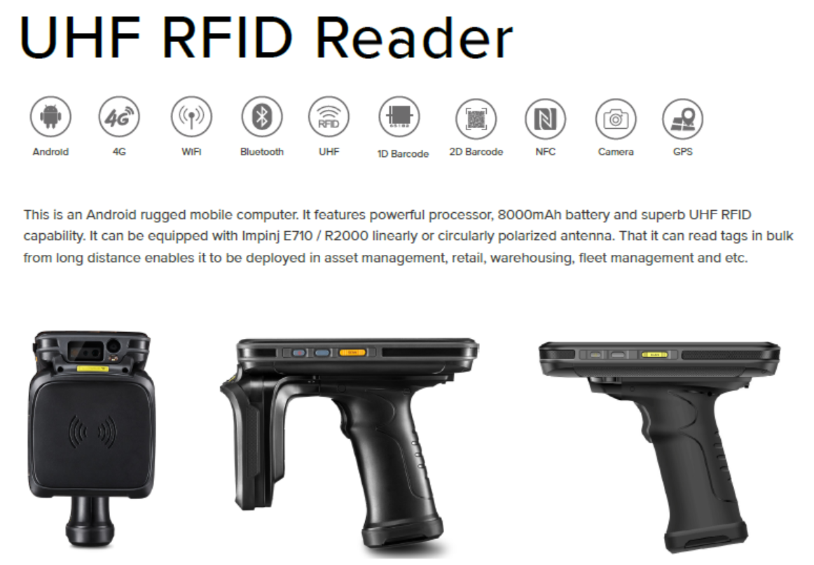 Portable UHF RFID Reader Handheld RFID Reader for asset management