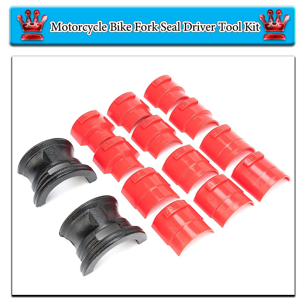 Universal Motorcycle Fork Seal Driver Tool Kit 14pcs for Use on 35mm 36mm 40mm 41mm 42mm 43mm 45mm 46mm 47mm 48mm 49mm 50mm