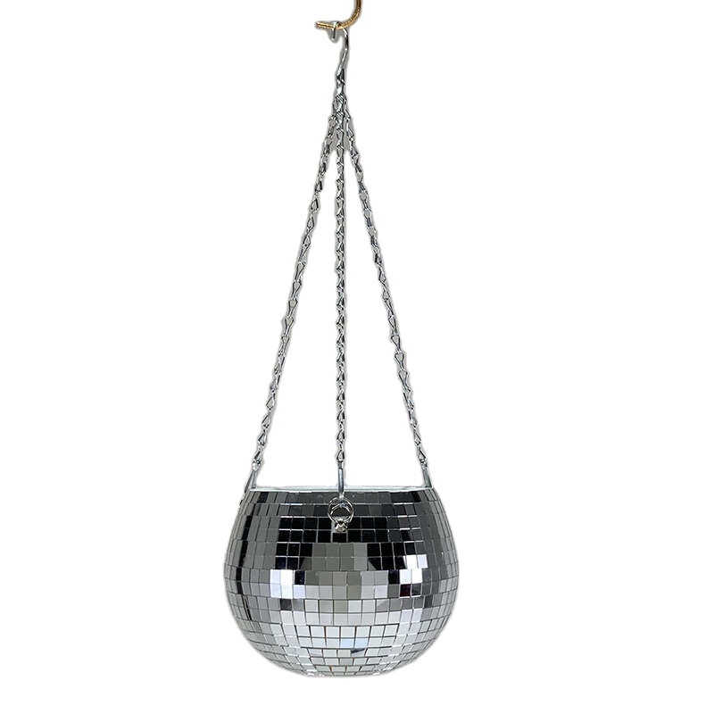 Best Price Fashion Design Disco Ball Plant Hanger With Metal Chain Hook Macrame Hanger