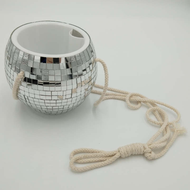 Best Price Fashion Design Disco Ball Plant Hanger With Metal Chain Hook Macrame Hanger