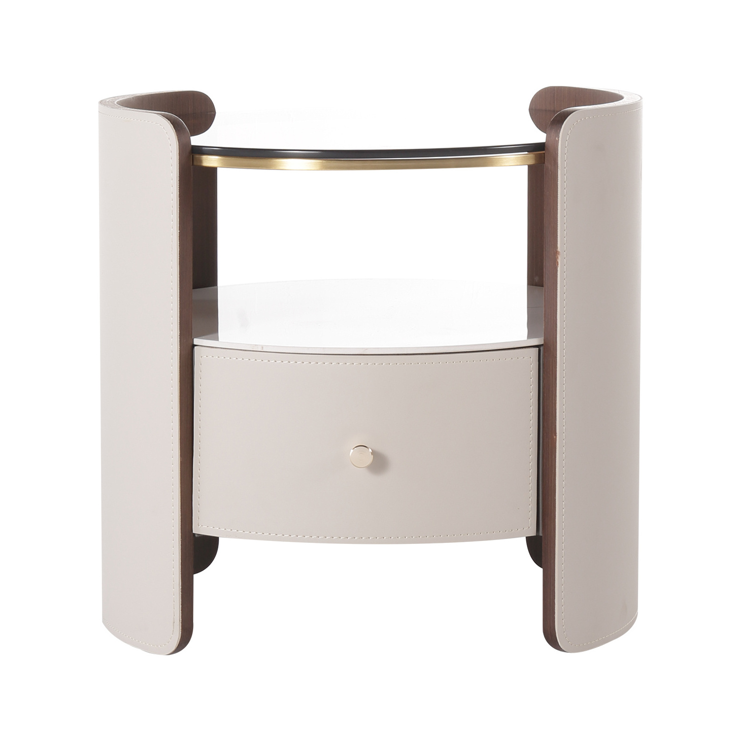 Custom furniture luxury hotel size simple bedside table round 2 drawer nightstands