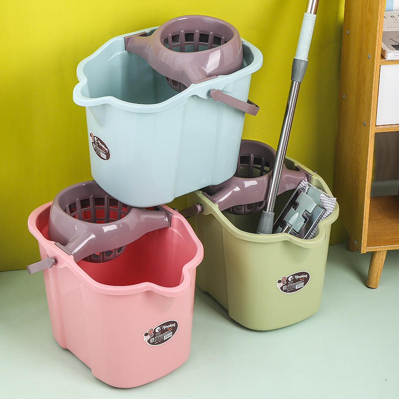 High Quality Household Plastic Water Buckets Comfortable Handle Mop Bucket with Wheels