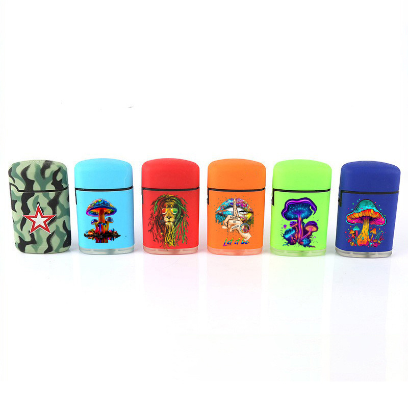 Custom Logo Rubberized Fancy Lighter Refillable Gas Windproof Jet Torch Lighters Smoking Accessories